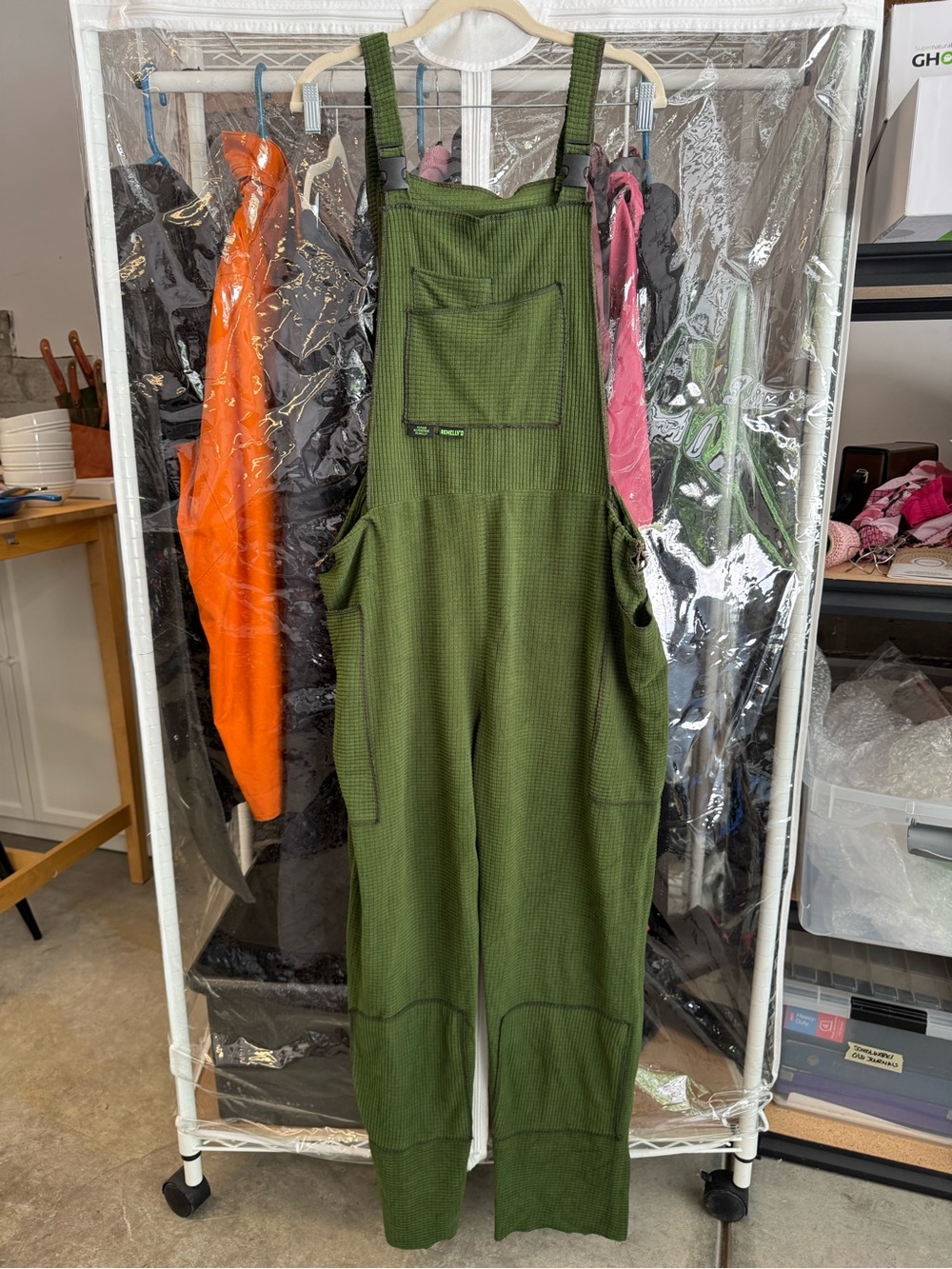 Melanzana X Atrevete Remelly’d Forest Green Unisex Overalls RARE